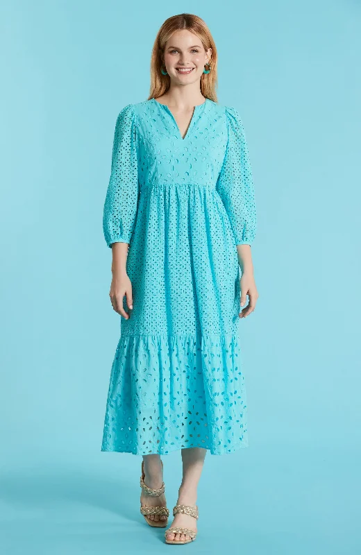 Isador Eyelet Midi Dress - Seaside