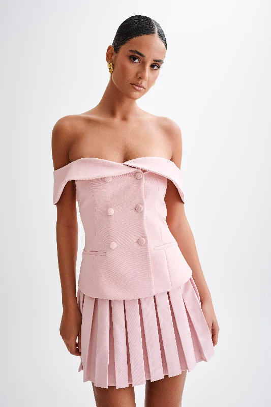 Krista Strapless Suiting Top - Baby Pink