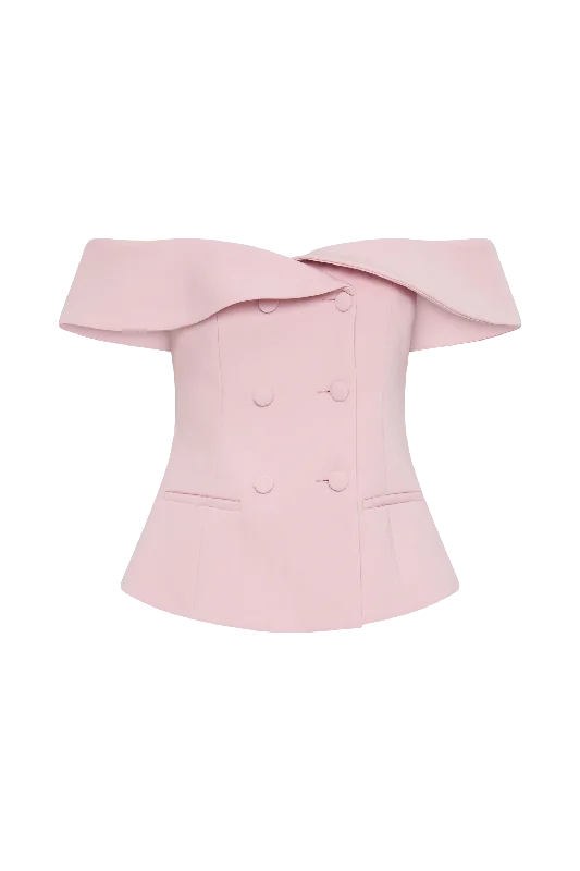 Krista Strapless Suiting Top - Baby Pink