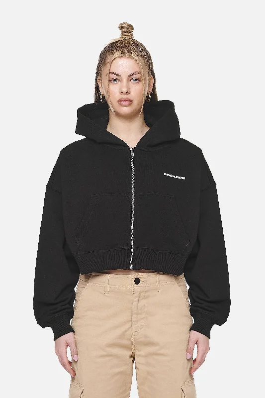 Marla Cropped Zip Hoodie Black White Gum