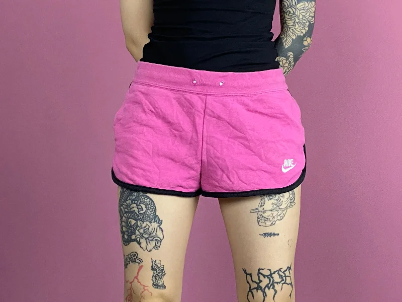 Nike Vintage Women's Mini Sweat Shorts - M Pink Cotton Blend