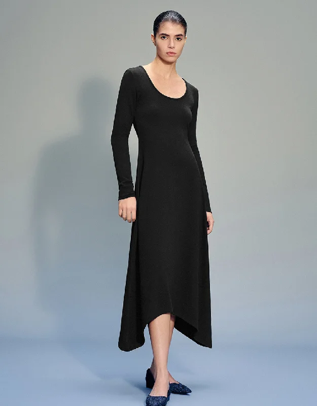 Standard Sleeve U Neck A-Line Dress