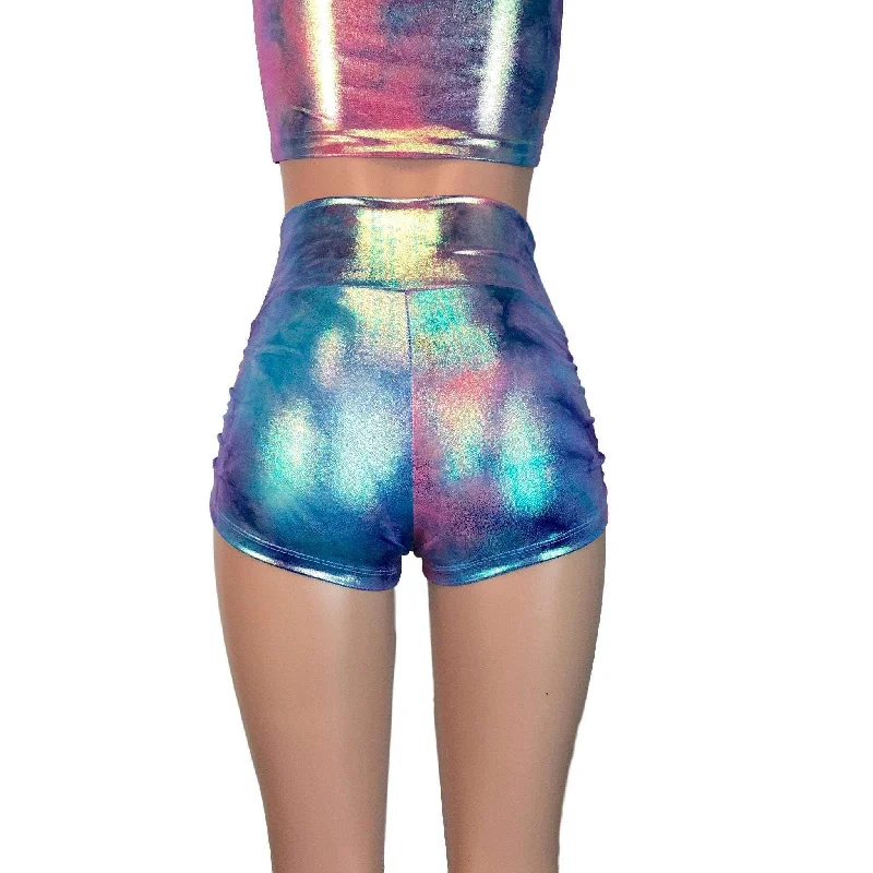 Ruched Booty Shorts - Rainbow Mystique