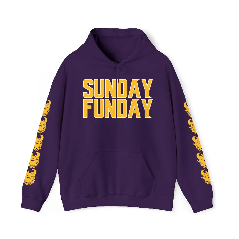 Unisex Heavy Blend™ Hooded Sweatshirt - SUNDAY FUNDAY + Game Day Helmet (Sleeves)