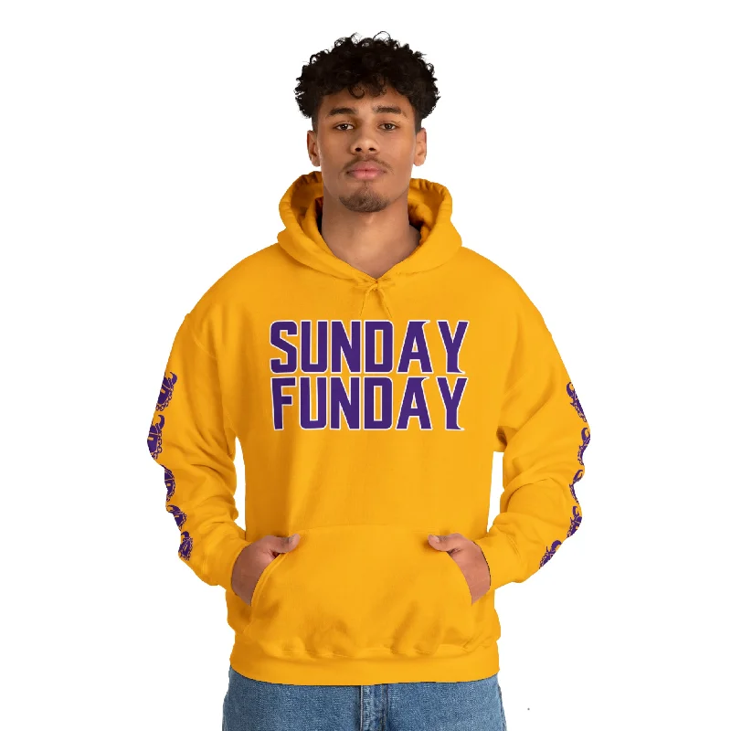 Unisex Heavy Blend™ Hooded Sweatshirt - SUNDAY FUNDAY + Game Day Helmet (Sleeves)