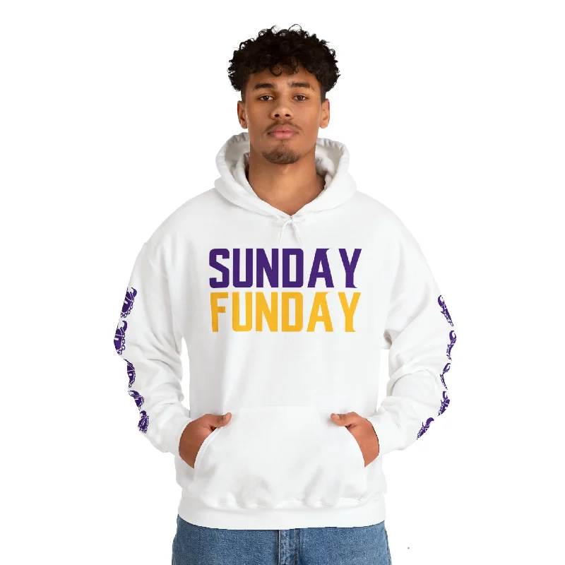 Unisex Heavy Blend™ Hooded Sweatshirt - SUNDAY FUNDAY + Game Day Helmet (Sleeves)