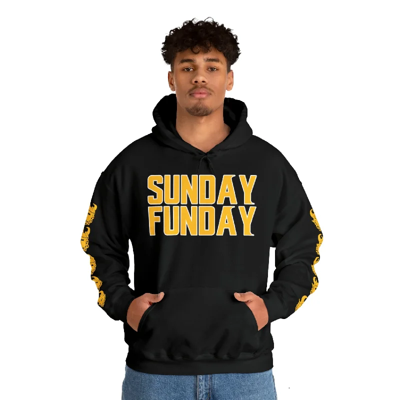 Unisex Heavy Blend™ Hooded Sweatshirt - SUNDAY FUNDAY + Game Day Helmet (Sleeves)