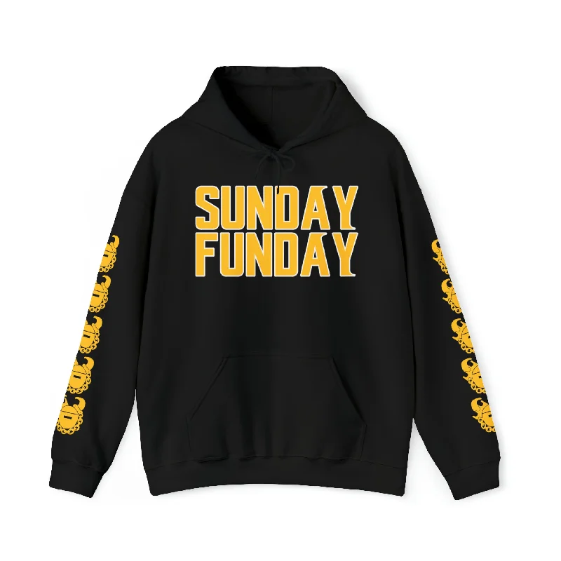 Unisex Heavy Blend™ Hooded Sweatshirt - SUNDAY FUNDAY + Game Day Helmet (Sleeves)