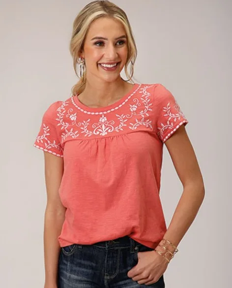 03-039-0513-3026 Roper Wms Studio West Collection SS Tee Soild Pink