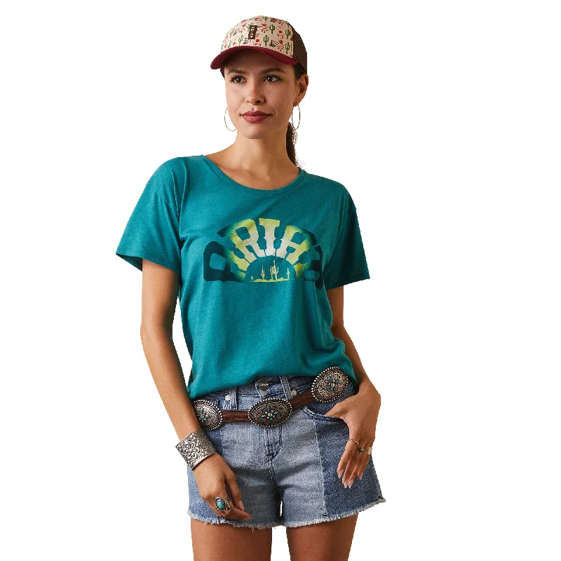 10044608 Ariat Wms Rainbow Green Heather SS Tee