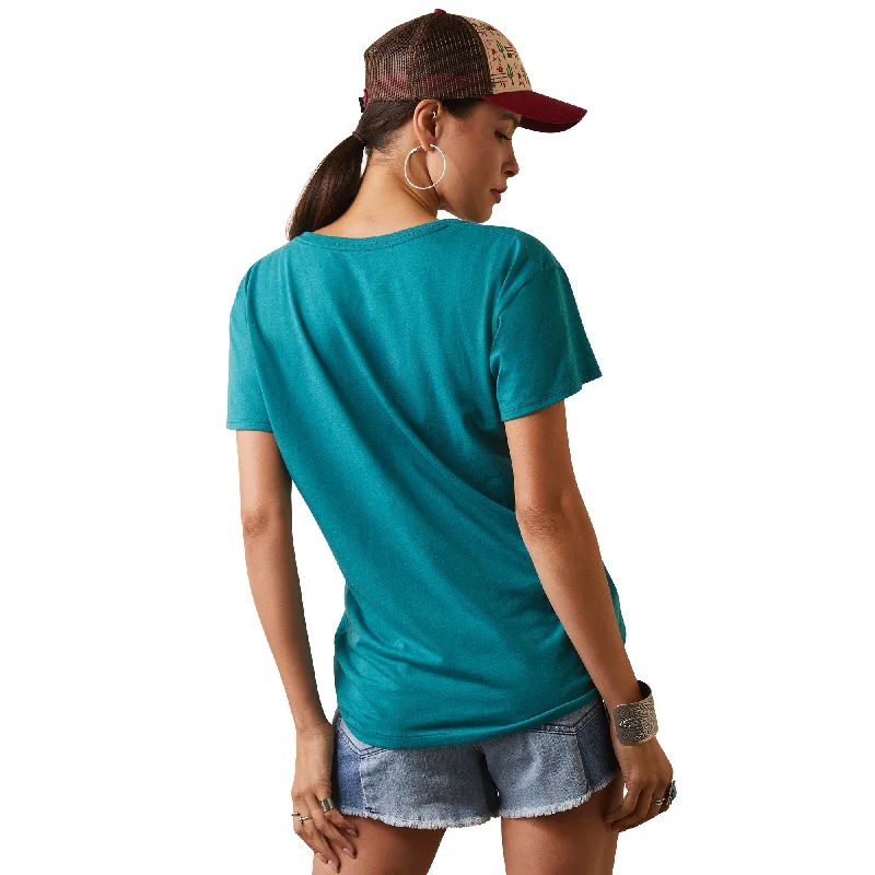 10044608 Ariat Wms Rainbow Green Heather SS Tee