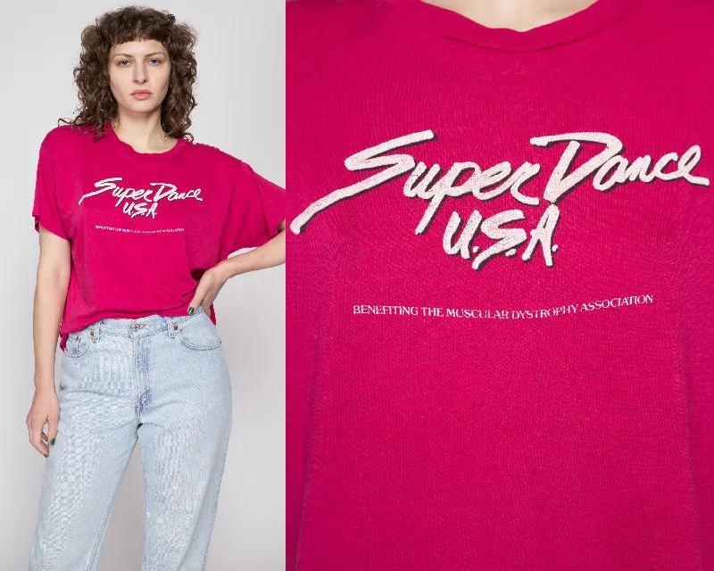 XL 80s Super Dance USA Hot Pink T Shirt