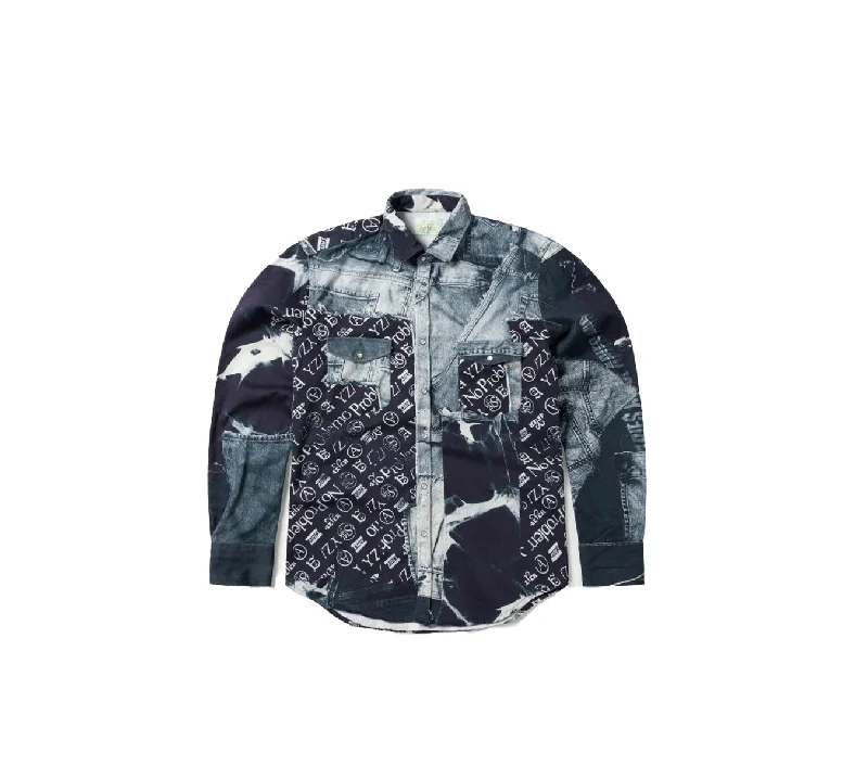 Aries Arise Patchwork Western Shirt - Blue