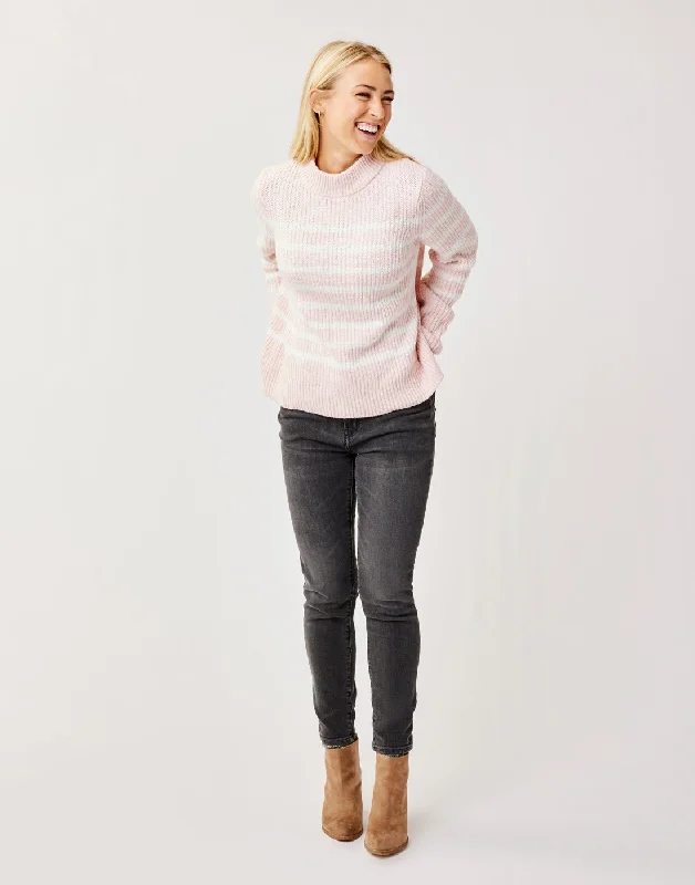 Cayden Crew Sweater: Lt. Pink Stripe