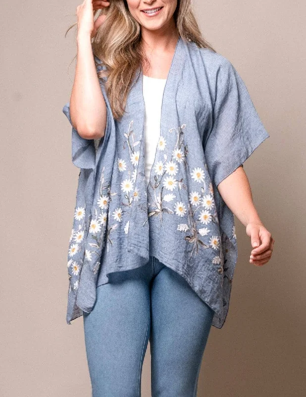 Daisy Kimono Wrap - Soft Blue