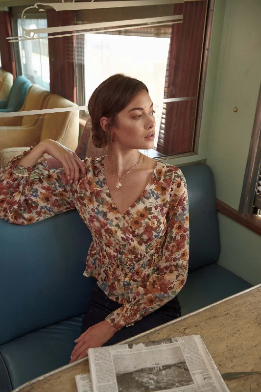 Days Go By Floral Chiffon Peasant Top