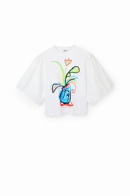 Desigual Poplin Voluminous Sleeve T-shirt