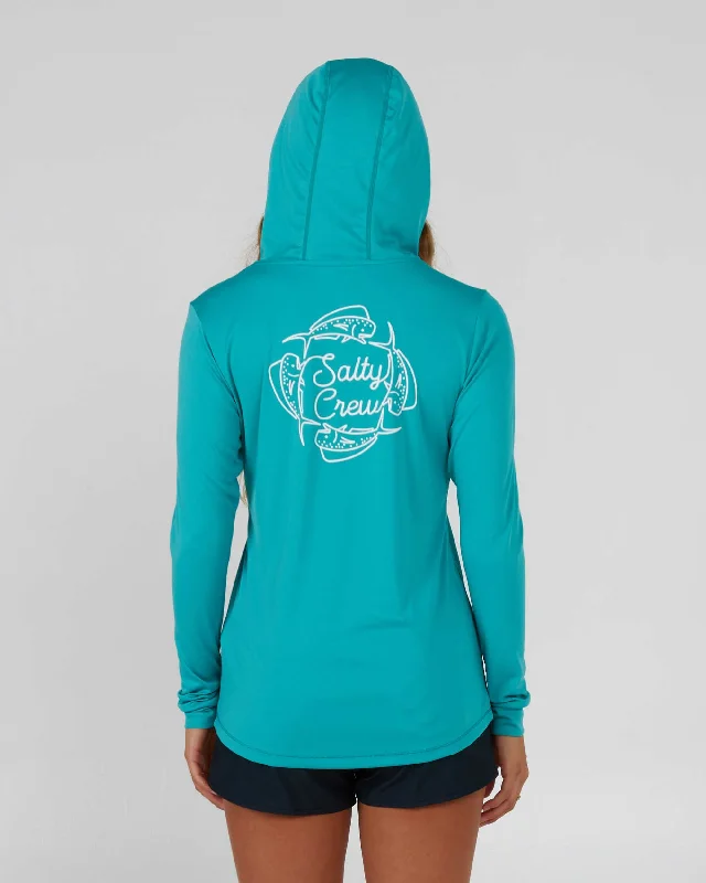 DRAWN IN CIRCLES HOOD SUNSHIRT - Sea Green