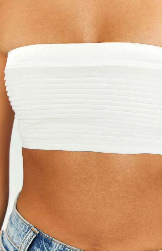 Kylen White Strapless Bandeau Crop