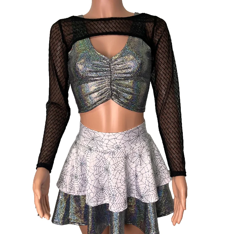 Long Sleeve Bolero Top - Vixen Mesh Fishnet