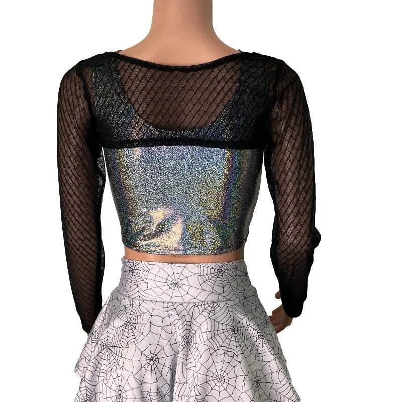 Long Sleeve Bolero Top - Vixen Mesh Fishnet