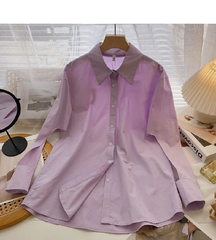 Niche design personality fashion hollow out long sleeve Lapel top cardigan  6413