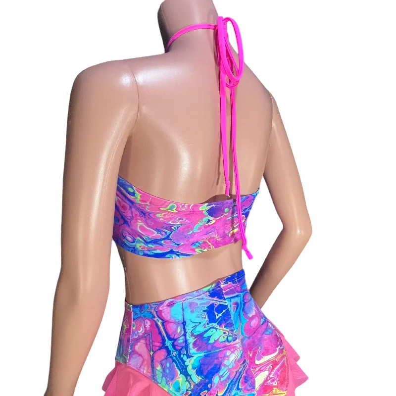 Rainbow Vapor Freedom X-String Rave Bikini Top