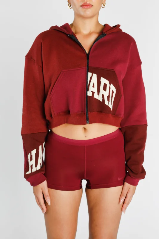 Rework Harvard Crop Zip Hoodie - S