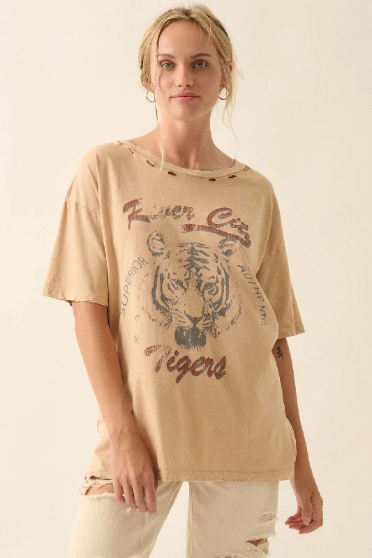 River City Tigers Distressed Oversize Graphic Tee