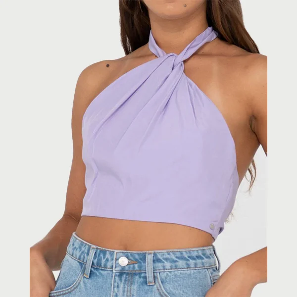 Rusty Harlet Halter Top - Muted Lavender