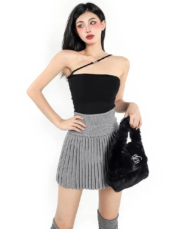 Viola Solid Color Black One Strap Halter Tube Top