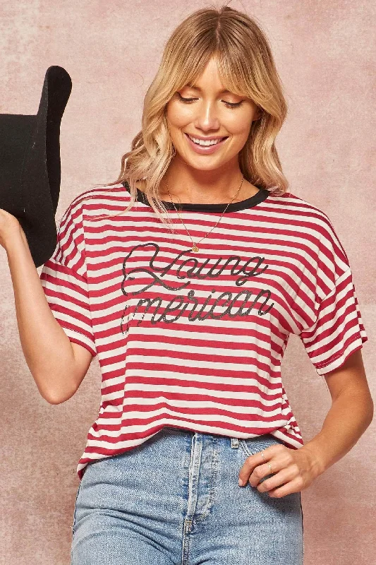 Young American Vintage Striped Graphic Ringer Tee