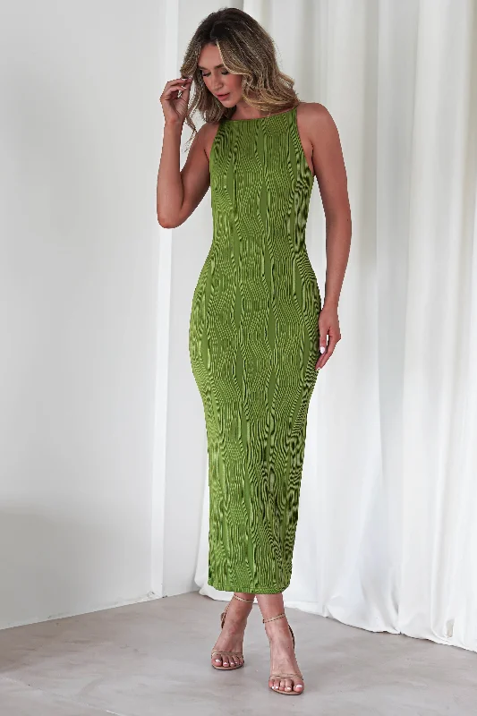 Brighton Textured Bodycon Midaxi Dress | Green