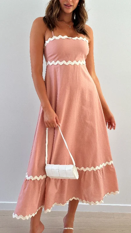 Brodey Midi Dress - Blush / White