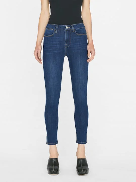 Frame Le High Skinny Jean with Side Slit in Majesty