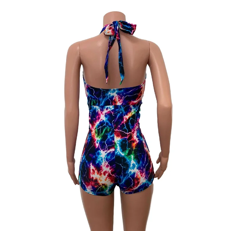 SALE - Halter Romper - Cosmic Thunder UV Glow