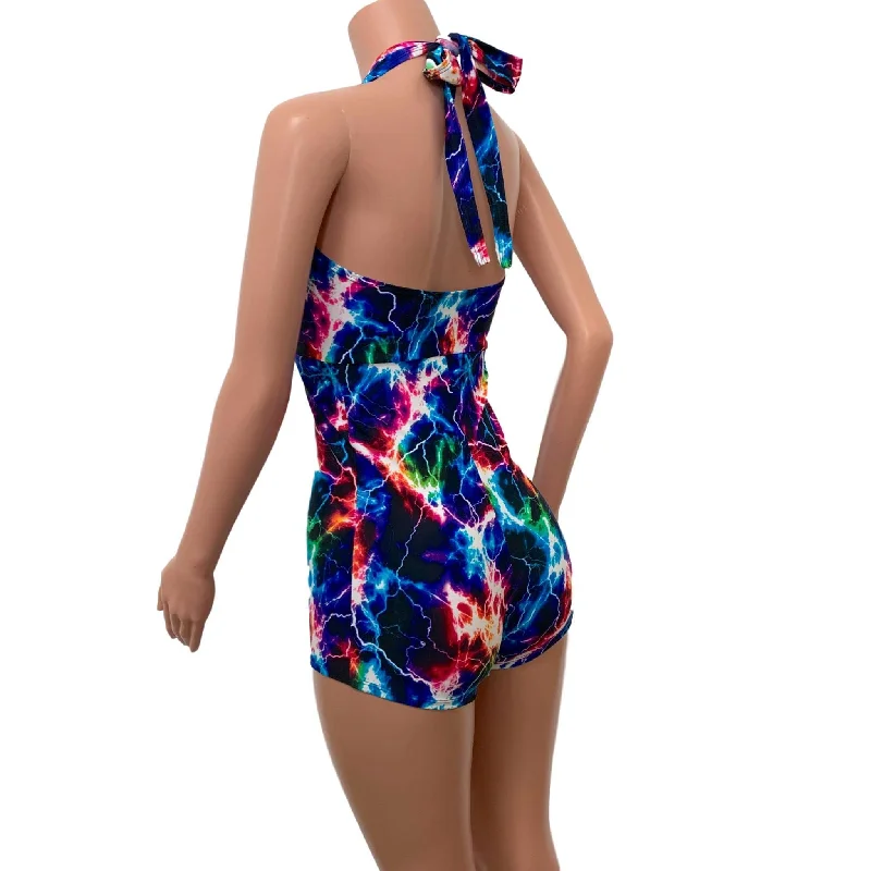 SALE - Halter Romper - Cosmic Thunder UV Glow