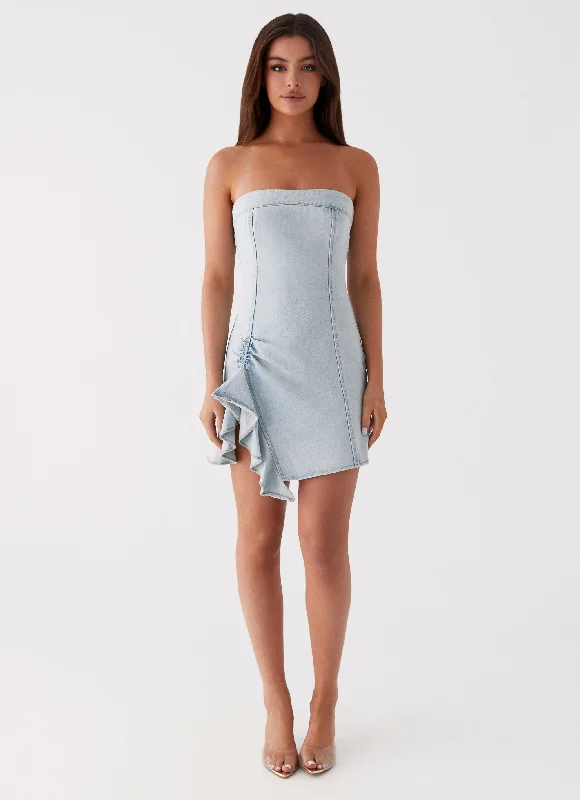 Karmina Denim Mini Dress - Light Blue