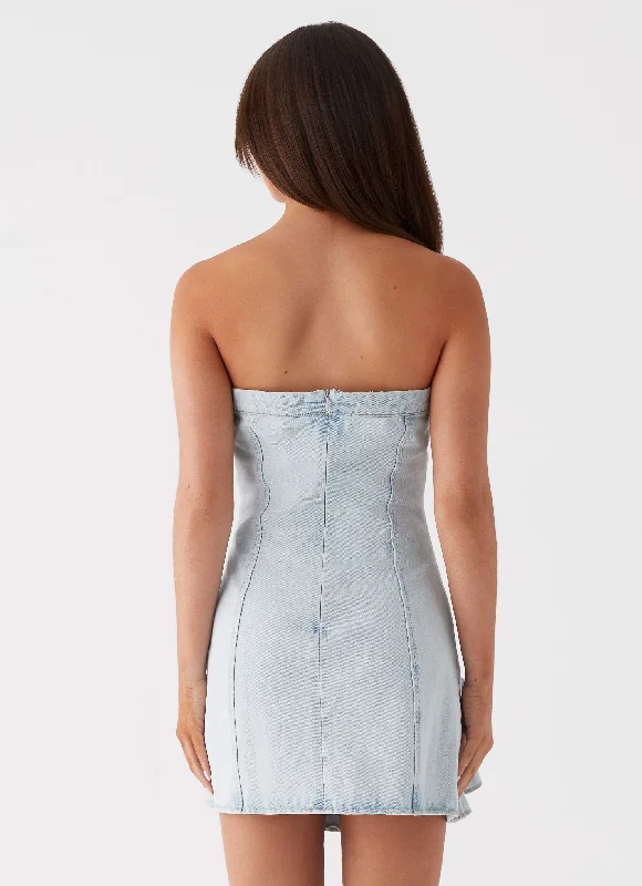 Karmina Denim Mini Dress - Light Blue