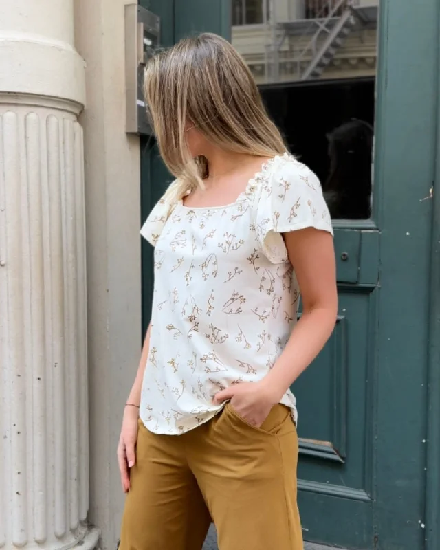 PAULINE printed top in Chalk/Tapenade