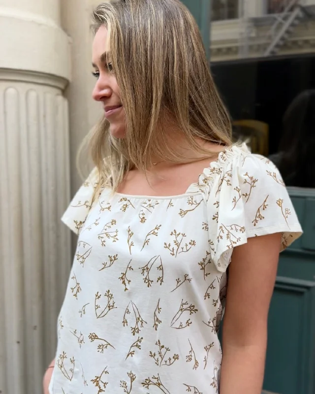 PAULINE printed top in Chalk/Tapenade