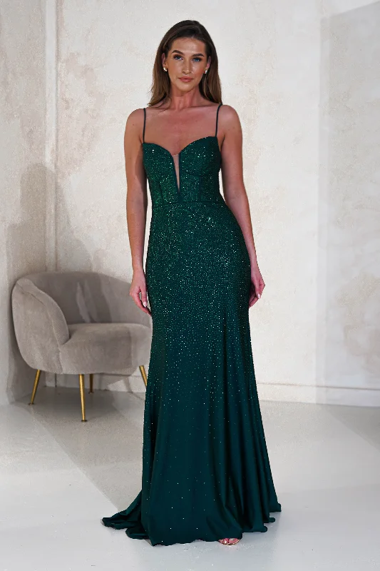 Sabrina Diamante Gown | Emerald Green