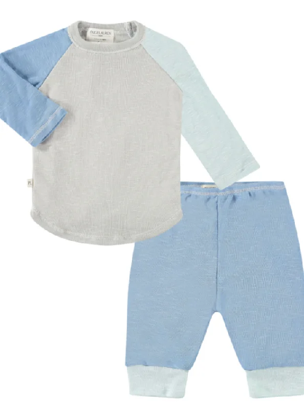 Toddler & Kid Rib Baseball Tee and Legging Set - Blue Green