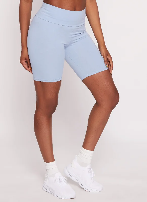 Cotton Wide Waistband Biker Shorts