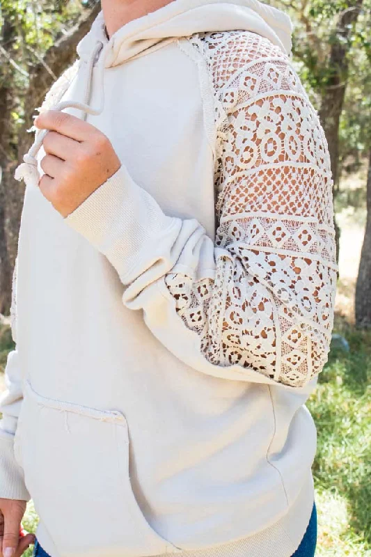 ""Chaparral"" Hoody Tan w/ Crochet Mesh