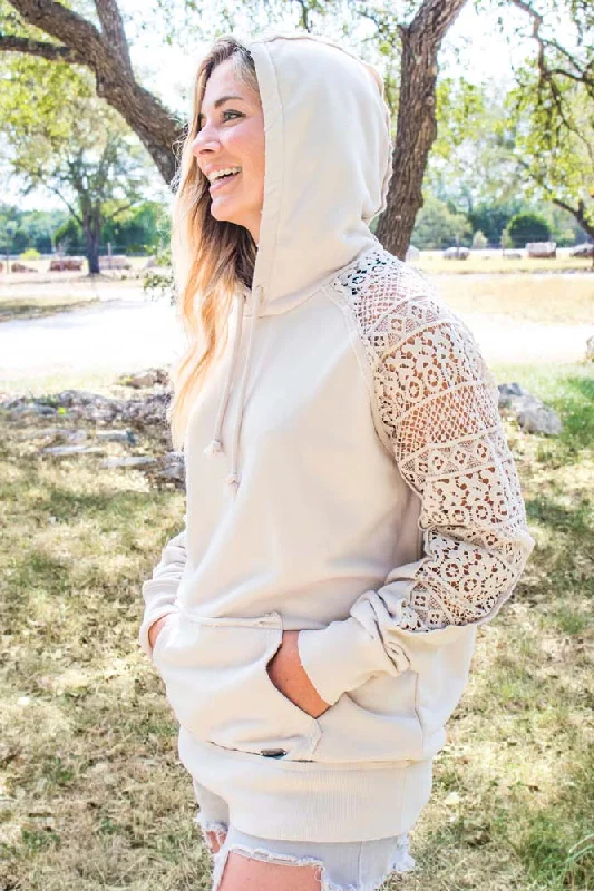 ""Chaparral"" Hoody Tan w/ Crochet Mesh