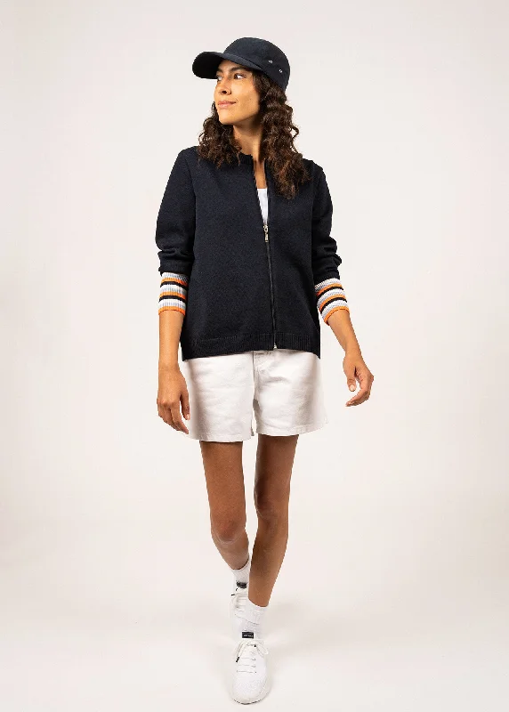 COUTANCES - Full-Zip Wool Cardigan With Striped Cuffs (NAVY / MULTICO)