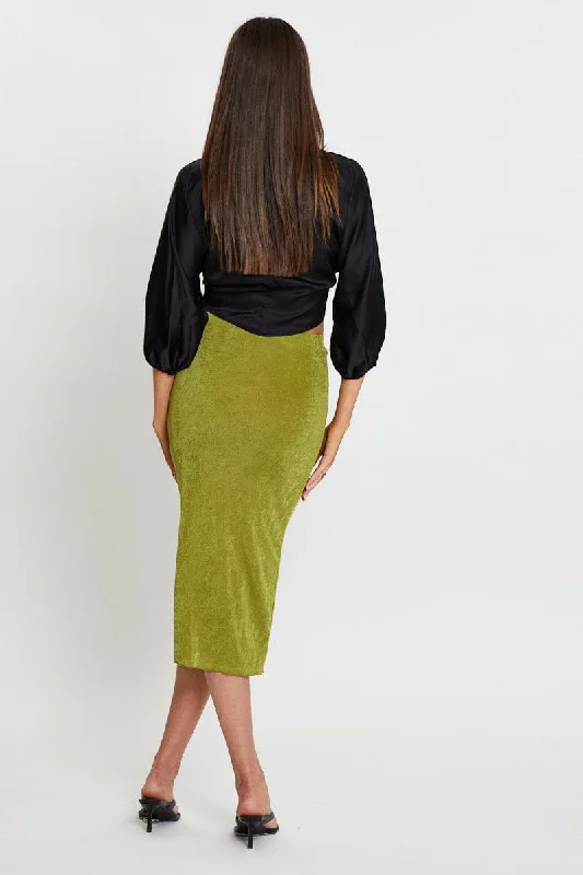 Green Midi Skirt Bodycon