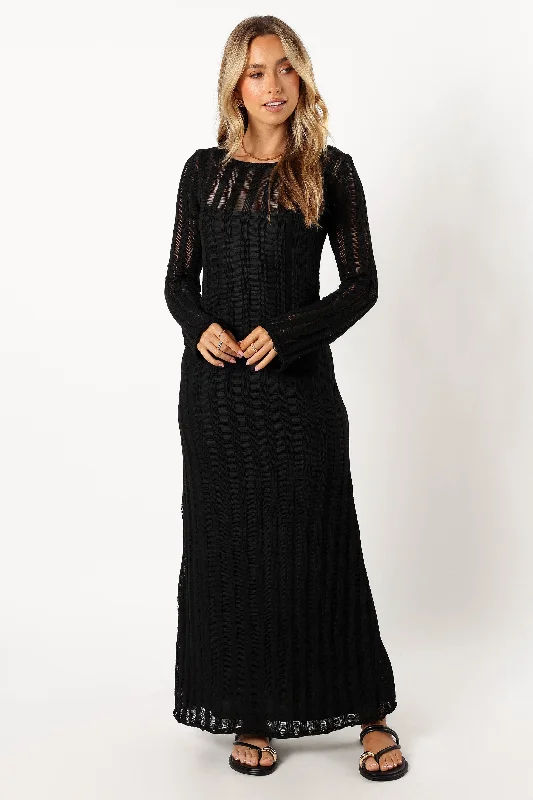 Jaye Long Sleeve Maxi Dress - Black