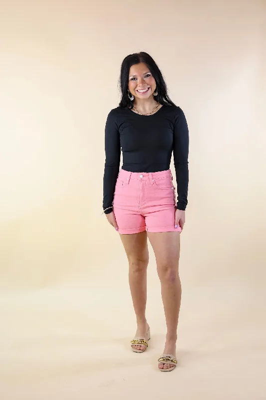 Judy Blue | Summer Break Garment Dyed Cuffed Shorts in Light Pink Wash